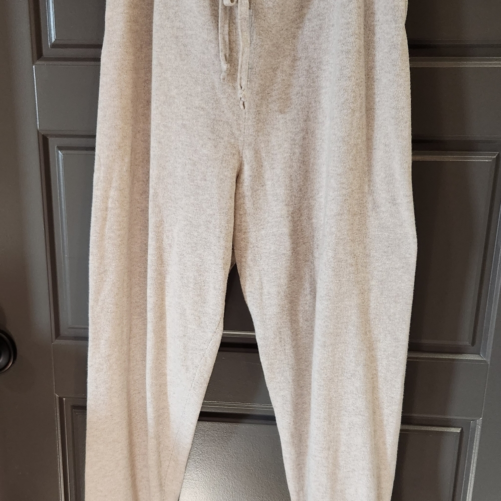 Eileen Fisher Organic Cotton Lounge Sweatpants Joggers Oatmeal Size S/P $198